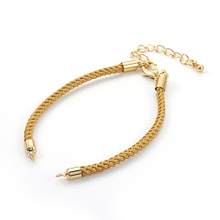 (932FM) Темно-синий аква-матовый с подкладкой Регулируемый браслет из нейлонового шнура, с латунной фурнитурой , долговечный, реальный 18 k позолоченный, темно-золотистые, 6-7/8 дюйм (17.5 см), 2~3 мм, отверстие : 1.5 мм