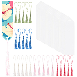 Mixed Color 25Pcs Arrow Transparent Blank Acrylic Bookmarks, 25Pcs Polyester Tassel Big Pendant Decorations, Mixed Color, 150x40x1mm, Hole: 10.5x4mm