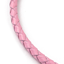 Pink Pulseras de cuero trenzado del cordón, pulsera ajustable, rosa, diámetro interior: 5/8~2-7/8 pulgada (1.5~7.3 cm)