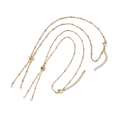 Золотой 2 шт 304 слайдер из нержавеющей стали ожерелье изготовление, с цепочками-сателлитами и латунными скользящими бусинами, золотые, 21.06 дюйм (53.5 см)