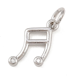 Платина Латунные микро проложить кубического циркония подвески, прелести музыкальных нот, без кадмия и без свинца, стойки покрытие, долговечный, с целью перехода в кольце, платина, 12x10.5x1.5 мм, отверстие : 3.4 мм