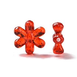 Красный Прозрачный с блестящими акриловыми бусинами, цветок, красные, 16.5x15x5 мм, отверстие : 1.5 мм, Около 1000 шт / 500 г