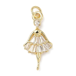Прозрачный Латунные микро проложить кубического циркония подвески, без кадмия и без свинца, девушка, с целью перехода в кольце, реальный 18 k позолоченный, прозрачные, 24x11.5x3 мм, отверстие : 3 мм