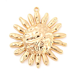 Настоящее золото 18K Стойки обшивки латунные подвески, без кадмия, без никеля и без свинца, , очарование солнца, реальный 18 k позолоченный, 31x28x4 мм, отверстие : 1.5 мм