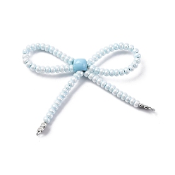 Светло-голубой Ссылки на компоненты люстры из сплава и стеклянных бусин, платина, светло-голубой, 45~70x38~69x7 мм, отверстие : 1~1.6 мм, бусина : 3~3.5 mm