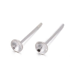 Silver 925 Sterling Silver Stud Earring Findings, with 925 Stamp, Silver, 12mm, Pin: 0.7mm