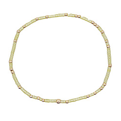 Аквамарин Минималистичные браслеты из стеклянных бусин и латунных бусин для женщин, круглые, золотые, аквамарин, 6.89 дюйм (17.5 см)