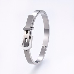 Stainless Steel Color Tarnish Resistant 304 Stainless Steel Bangles, Stainless Steel Color, 2-1/4 inch(5.6cm)~2-1/2 inch(6.3cm)x1-7/8 inch(4.7cm)~2 inch(5cm), 6~12mm