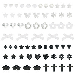 Черный 100g прозрачные и непрозрачные акриловые бусины, разнообразные, чёрные, 7.5~24.5x7.5~32.7x2.5~12.5 мм, отверстие : 0.5~3 мм