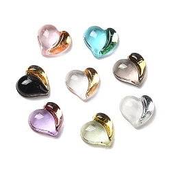 (52) Непрозрачная лаванда Прозрачного акрилового кабошонов, золотой металл обвитыми, сердце, разноцветные, 7.5x7.5x2.5 мм