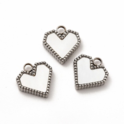 Нержавеющая Сталь Цвет 304 из нержавеющей стали сердце прелести, с белой скорлупой, цвет нержавеющей стали, 12x11x3 мм, отверстие : 2 мм