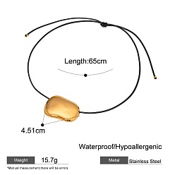 Золотой 304 подвеска в виде боба из нержавеющей стали, регулируемые черные вощеные шнуры для женщин, золотые, 29.53 дюйм (75 см)