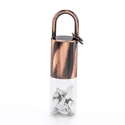 Говлит Стеклянная роликовая бутылка, с шариками-роликами и стружкой из натурального говлита, флаконы для духов с эфирным маслом, крышка от бутылки из красной меди и латуни, 62.5x16 мм, отверстие : 10x14 мм, Перейти кольцо: 8x1 мм