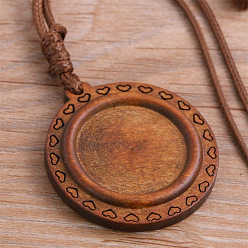 Кокосово-Коричневый Оправы для деревянных подвесок-кабошонов, плоско-круглые, кокосового коричневый, 25x25 мм