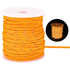 Dark Orange 30M Luminous Glow in the Dark Polyester Cord, with Plastic Spools, Round, Dark Orange, 4mm