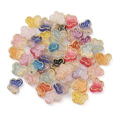 (52) Непрозрачная лаванда Непрозрачные кабошоны из смолы, золотой металл обвитыми, бабочка, разноцветные, 6x8x2.5 мм