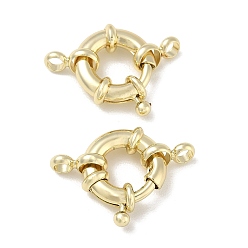 Plaqué 18K Or Véritable Laiton printemps fermoir anneau, réel 18 k plaqué or, 15x5.5mm, Trou: 3mm