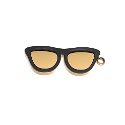 Черный 304 нержавеющей стальной эмали подвески, очки очарование, долговечный, ионное покрытие (ip), реальный 18 k позолоченный, чёрные, 11x18 мм