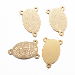 Золотой Ионное покрытие (ip) 304 звенья компонентов люстры из нержавеющей стали, 3 Разъемы петли, овальные с рисунками " virgin mary", золотые, 14x9x0.8 мм, отверстие : 0.8 мм