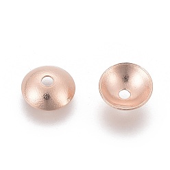 Розовое Золото 201 из нержавеющей стали шарик крышки, круглые, розовое золото , 6x2 мм, отверстие : 0.5 мм