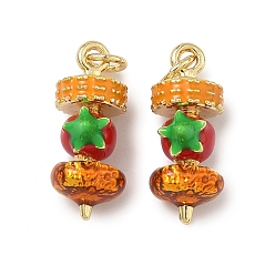 (52) Непрозрачная лаванда Латунь эмаль подвески, украшения для барбекю, долговечный, стойки покрытие, без свинца и без кадмия, реальный 18 k позолоченный, разноцветные, 20x9x8 мм, отверстие : 3 мм