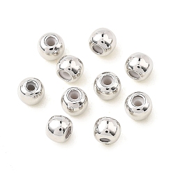 Real Platinum Plated SHEGRACE Brass Beads, Round, with Rubber Inside, Cadmium Free & Nickel Free & Lead Free, Real Platinum Plated, 2.5x3mm, Hole: 0.8mm