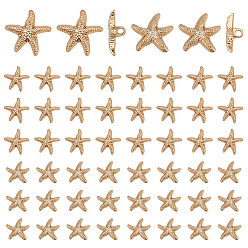 Light Gold 60шт. 2 стили 1-отверстие пуговицы из сплава на хвостовике, морская звезда, золотой свет, 16.5~18.5x18~19.5x7~7.5 мм, отверстие : 2.5~3 мм, 30 шт / стиль
