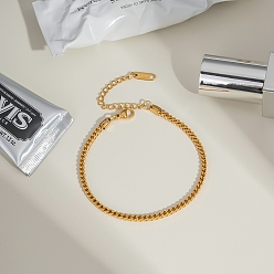 Настоящее золото 18K 2.4мм 304 летние браслеты из нержавеющей стали с панцирным плетением, реальный 18 k позолоченный, 7-1/8 дюйм (18 см)