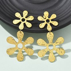 Цветок 304 серьги-гвоздики из нержавеющей стали для женщин, ионное покрытие (ip), реальный 14 k позолоченный, цветок, 67x34.5 мм