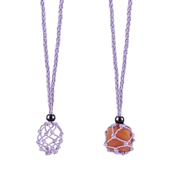 Средний Фиолетовый Плетеные шнуры из вощеной хлопчатобумажной нити макраме мешочек изготовление ожерелья, регулируемые стеклянные бусины сменные каменные ожерелья, средне фиолетовый, 30 дюйм (76 см), 2 шт / комплект