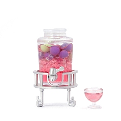 Hot Pink Mini Plastic Self-Service Juice Barrel Miniature Ornaments, Micro Landscape Home Dollhouse Accessories, Home Display Decoration, Hot Pink, 32x53mm
