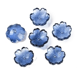 Королевский синий Прозрачные колпачки для стеклянных шариков с аэрозольной краской, цветок, королевский синий, 14x14x5 мм, отверстие : 1.5 мм