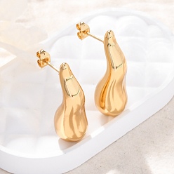 Золотой Капля 304 серьги-гвоздики из нержавеющей стали, золотые, 31.5x10 мм