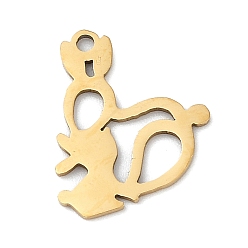 Настоящее золото 18K 201 подвески из нержавеющей стали, белка прелести, реальный 18 k позолоченный, 17x13x1 мм, отверстие : 1.4 мм