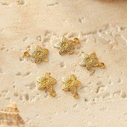 Настоящее золото 18K 304 подвески из нержавеющей стали, цветочный шарм, реальный 18 k позолоченный, 12.5x10x1.5 мм, отверстие : 1.8 мм