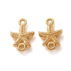 Plaqué 18K Or Véritable 304 charmes de connecteur en acier inoxydable, liens étoiles de mer, placage ionique (ip), plaqué longue durée, réel 18 k plaqué or, 11x7.5x3mm, Trou: 1mm