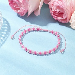 Pink Стеклянные браслеты из бисера с краской для запекания, розовые, внутренний диаметр: 2-3/4~5-1/4 дюйм (7~13.2 см)