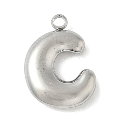 Letter C 304 начальные подвески из нержавеющей стали, цвет нержавеющей стали, буква С, 16~18x6~18x3 мм, отверстие : 1.8 мм