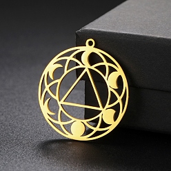 Золотой Шкентели нержавеющей стали, плоские круглые с треугольником, золотые, 31x28 мм