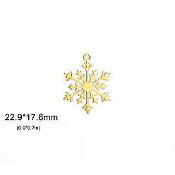 Снежинка Рождественские подвески из нержавеющей стали, золотые, снежинка, 22.9x17.8 мм