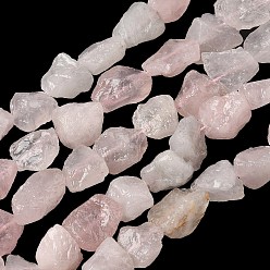 Cuarzo Rosa Perlas de cuarzo rosa cruda naturales ásperos, pepitas, 11.5~15x11.5~13.5x9.5~11.5 mm, agujero: 1 mm, sobre 31 unidades / cadena, 15.35~15.55'' (39~39.5 cm)
