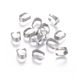 Stainless Steel Color 304 Stainless Steel Snap on Bails, Stainless Steel Color, 7x6.5x3mm