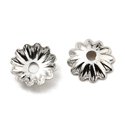 Платина Стойки обшивки латунь крышки шарика, долговечный, без свинца и без кадмия, цветок, мульти-лепесток, платина, 6x1.2 мм, отверстие : 1.2 мм