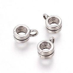 Antique Silver Tibetan Style Alloy Tube Bails, Loop Bails, Antique Silver, 9x4x6mm, Hole: 2mm, Inner Diameter: 4mm