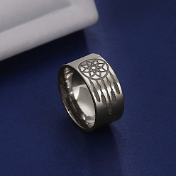 Нержавеющая Сталь Цвет Кольца из нержавеющей стали с цветочным узором, не тускнеющие, украшения для унисекс, цвет нержавеющей стали, 10 мм, размер США 12 (21.4 мм)
