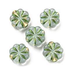 Turquoise Pâle Placage perles acryliques transparents, métal doré enlaça, fleur, turquoise pale, 13x5mm, Trou: 3mm, 700 pcs / 500 g