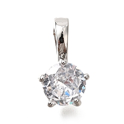 Платина Латунные микро проложить кубического циркония прелести, без кадмия, без никеля и без свинца, плоско-круглые, платина, 12.5x7x6 мм, отверстие : 3x3.5 мм