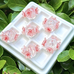 Светло-Коралловый Непрозрачные акриловые бусины, бусины ручной работы, круглая с цветком, свет коралловый, 18 мм, отверстие : 3 мм