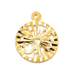 Золотой Стойки обшивки латунные подвески, долговечный, плоский круглый шарм, золотые, 18.5x15x0.9 мм, отверстие : 1.2 мм