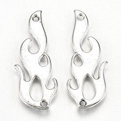 Античное Серебро Звенья / соединители из сплава в тибетском стиле, без свинца и без кадмия, форма огня, античное серебро, 30x11x1.5 мм, отверстие : 1.2 мм, Около 305 шт / 500 г